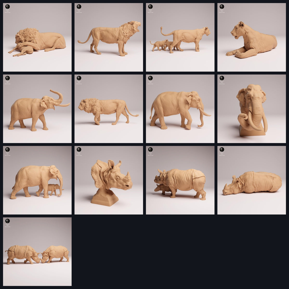 Collage met dierenfiguren van Animal Den Miniatures: Wild India, release 26_03.