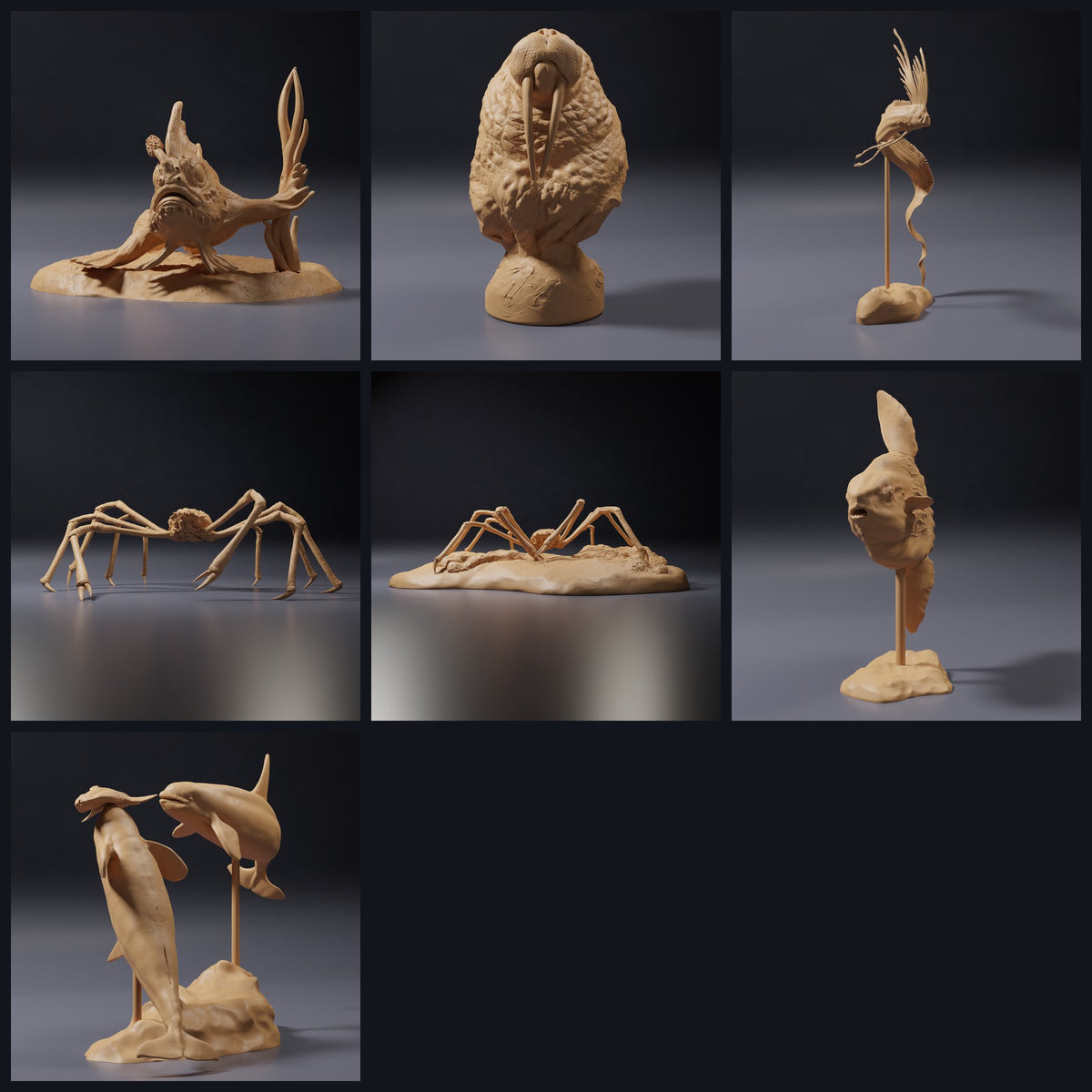Collage met dierenfiguren van Animal Den Miniatures: Ocean Oddities, release 26_09.