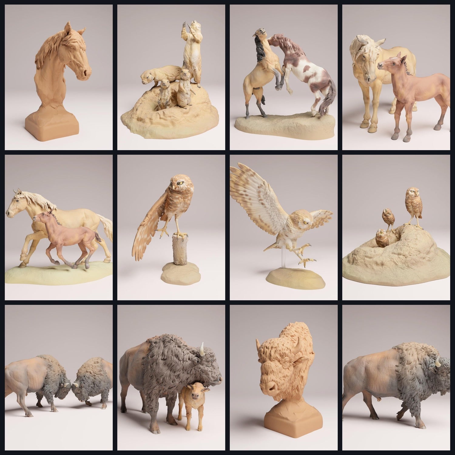 Dit beeld is de categorieafbeelding voor de release 25_09: Nordamerikanische Prärie-dierminiaturen voor diorama en modelbouw