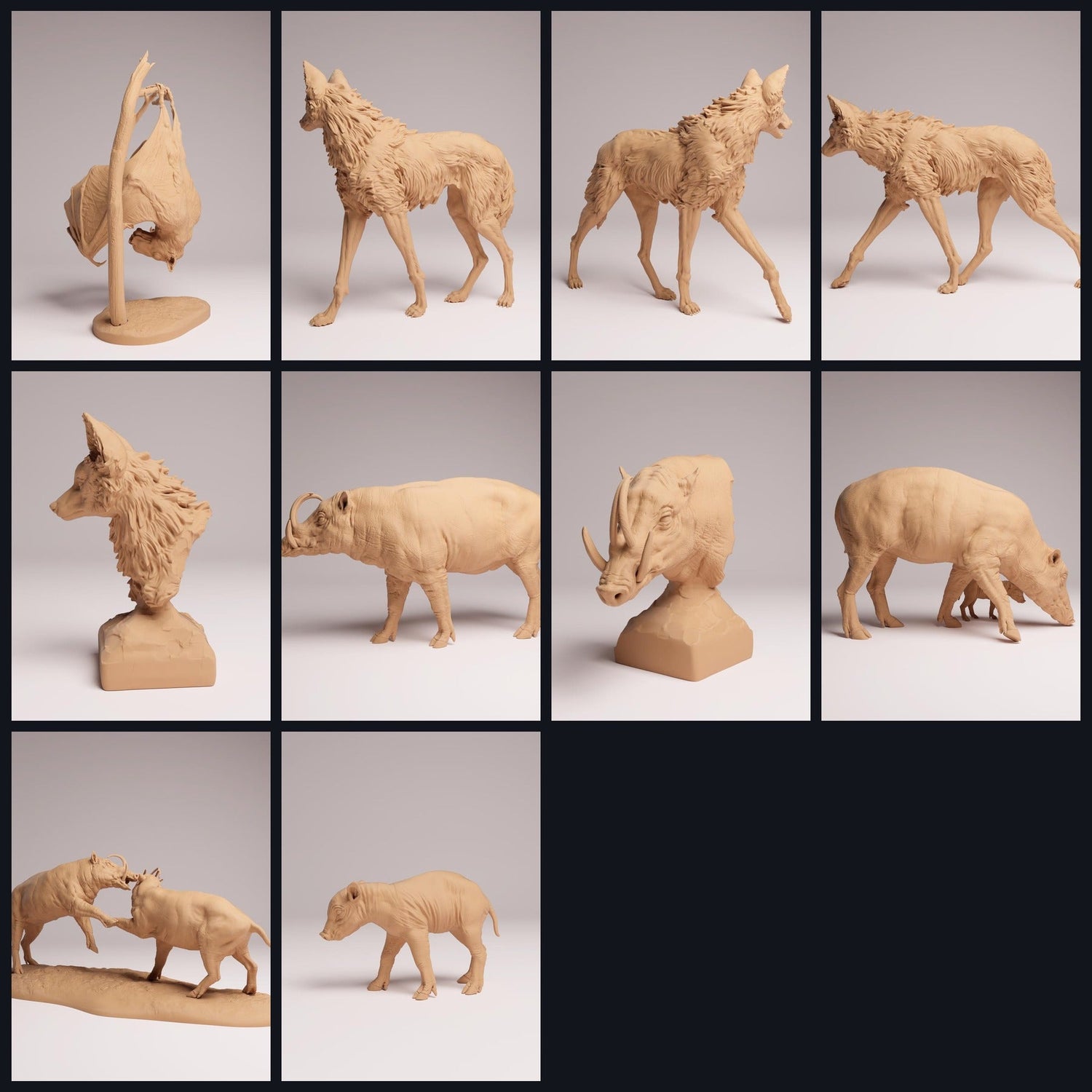 Dit beeld is de categoriefoto voor de release 25_12: Skurrile Wildtiere - dierenfiguren voor diorama en modelbouw