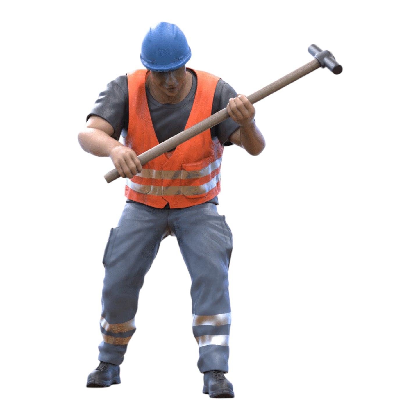 Productfoto diorama en modelbouw miniatuurfiguur: bouwvakker met hamer