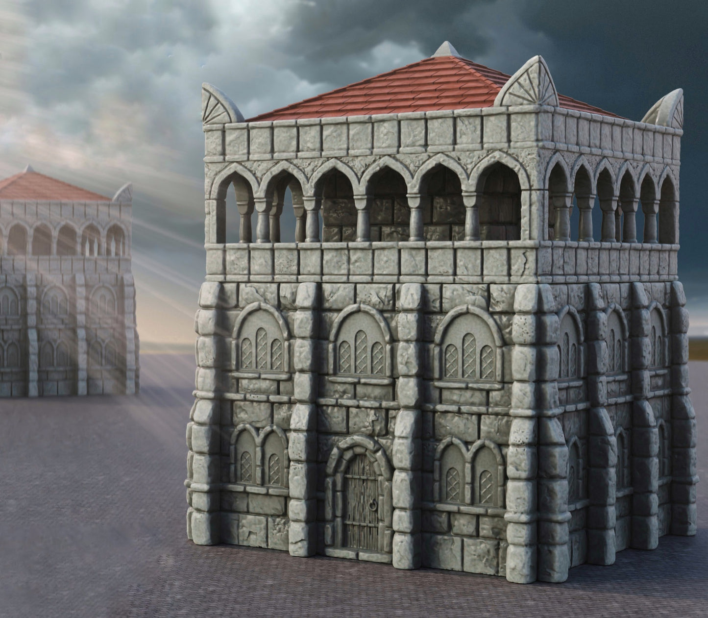 Productfoto Tabletop 28mm The Printing Goes Ever On (TPGEO) 0: Warenhuis Ivory City - Gebouw Koninkrijk Gonthan - Magazijn Tabletop Terrain
