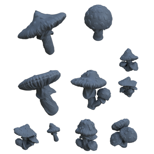 Productfoto diorama en modelbouw decoratie, accessoires: 0: Planten en gewassen: 10 Gestipte paddenstoelen - Vliegenzwammen