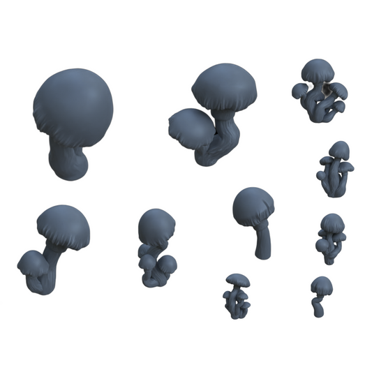 Productfoto diorama en modelbouw decoratie, accessoires: 0: Planten en gewassen: 10 ronde paddenstoelen