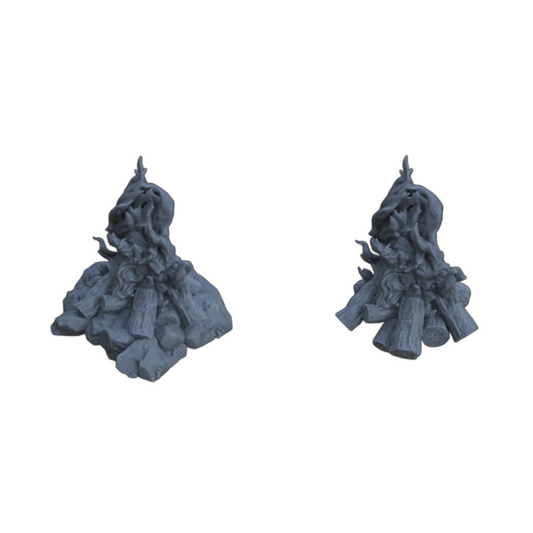 Productfoto diorama en modelbouw decoratie, accessoires: 0: Kamperen in de buitenlucht: 2 brandende kampvuren