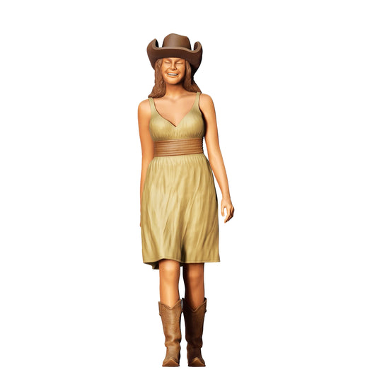 Productfoto 0: Cowgirl: Mooie vrouw met cowboyhoed en jurk