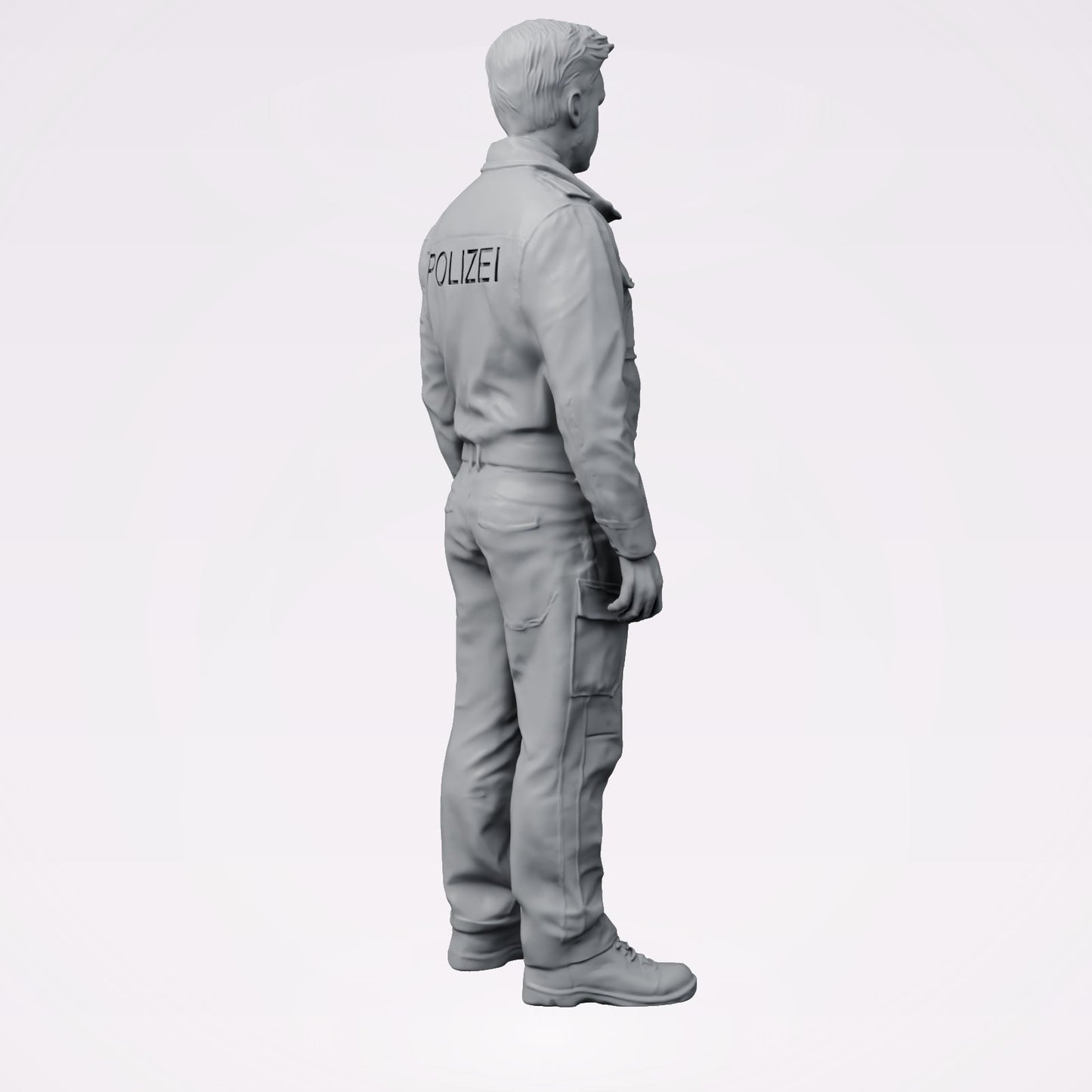 Diorama modelbouw productfoto 3: Staande figuur: Politieagent/e in moderne Duitse uniform met POLIZEI-opschrift (B025)