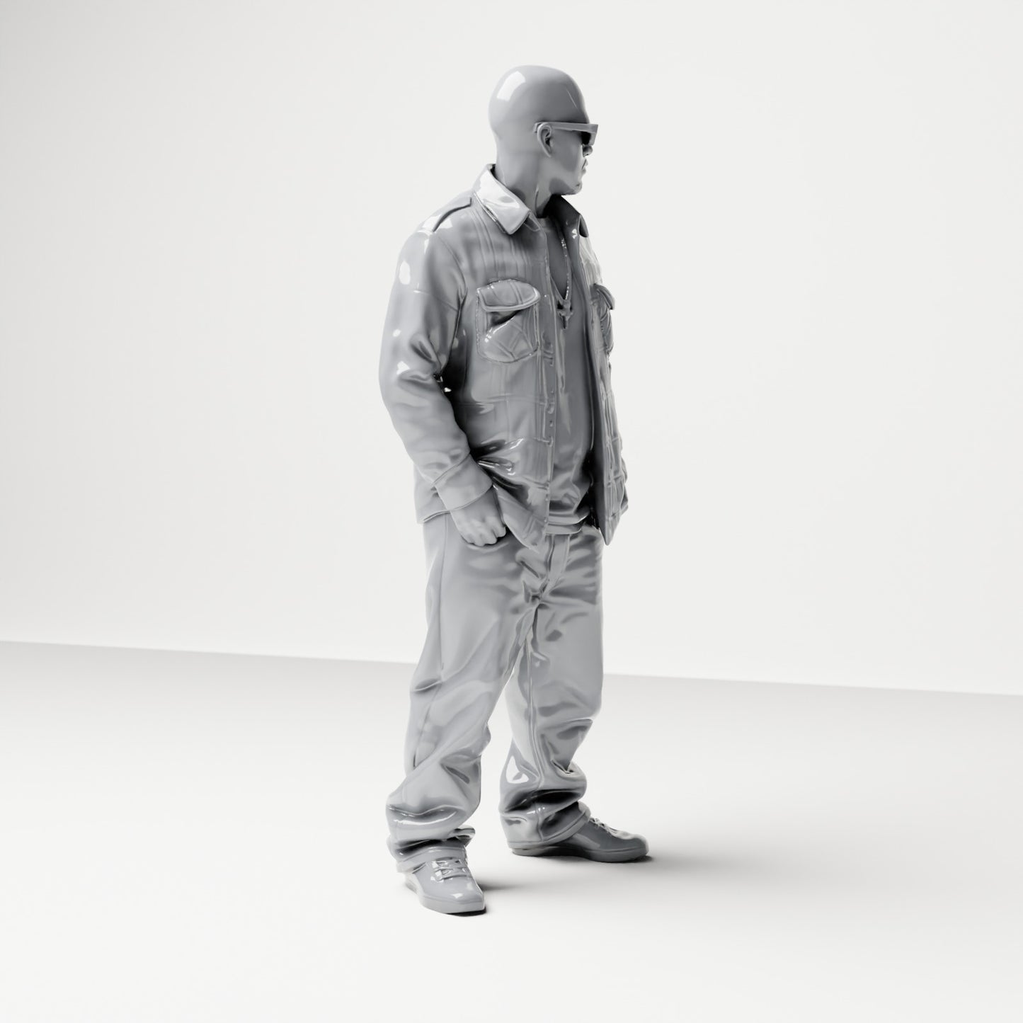 Diorama modelbouw productfoto 3: Staande figuur: Man in straatkleding met handen in zijn zakken (B027)