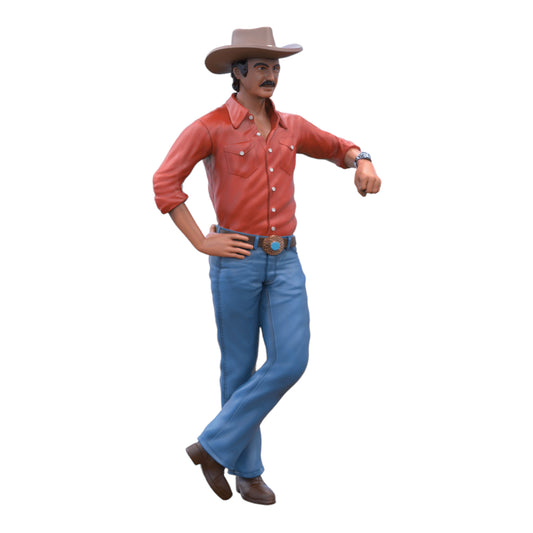 Productfoto diorama en modelbouw miniatuurfiguur: man met cowboyhoed