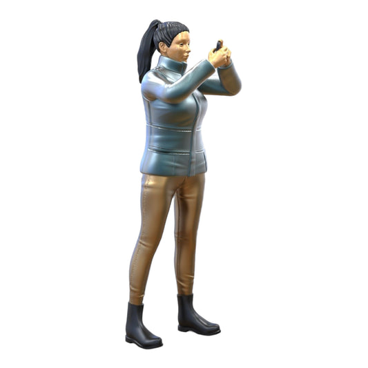 Productfoto diorama en modelbouw miniatuur figuur: vrouw met telefoon