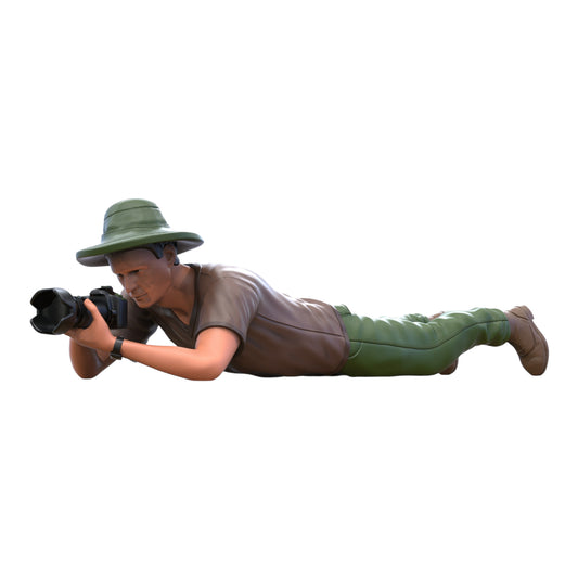 Productfoto Diorama en modelbouw miniatuur figuur: fotograaf liggend