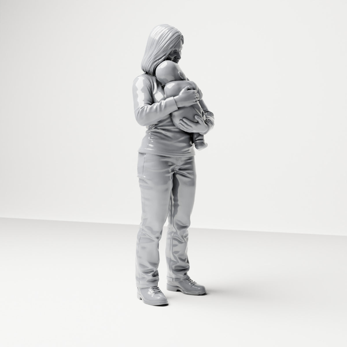 Diorama modelbouw productfoto 3: Staande figuur: moeder met baby in de armen (B047)