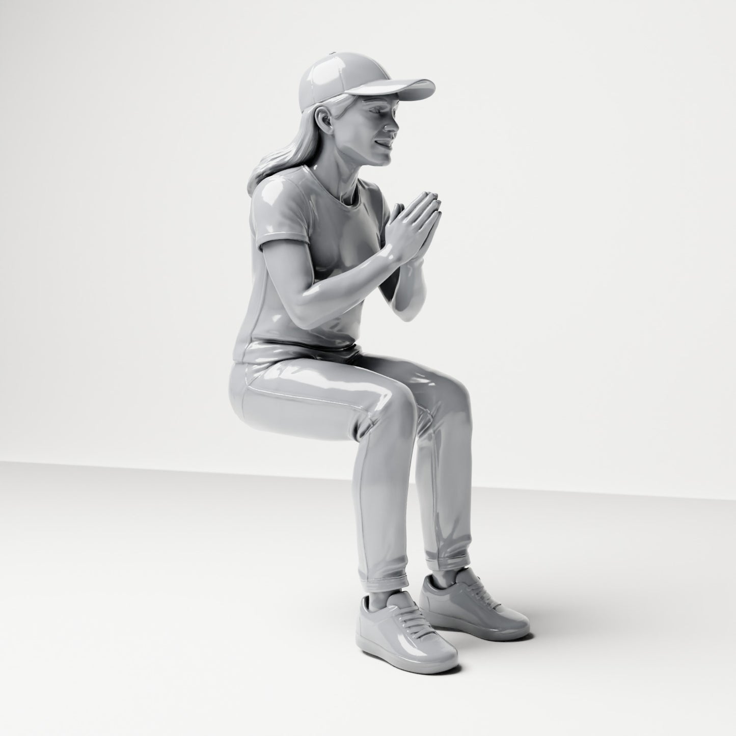 Diorama modelbouw productfoto 3: Zittende figuur: toeschouwer met samengevouwen handen voor de borst (B058)