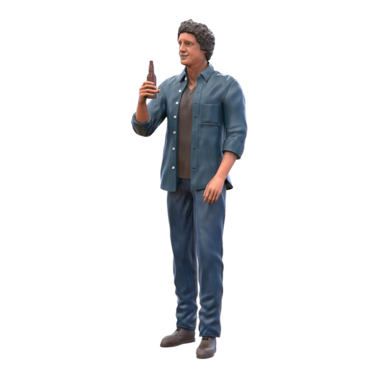 Productfoto diorama en modelbouw miniatuur figuur: man met bierfles