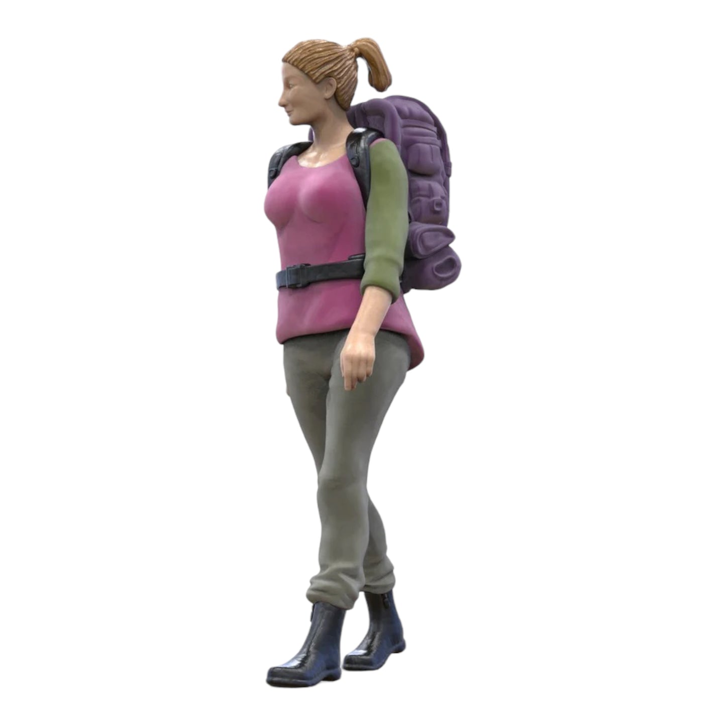Productfoto diorama en modelbouw miniatuur figuur: Wanderin met rugzak