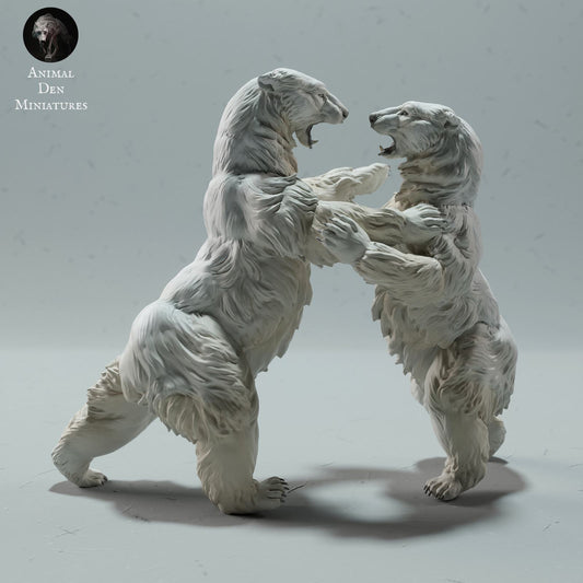 Productfoto Dierfiguur Diorama, Modelbouw: 0: Wilde Dierfiguur: vechtende ijsberen – Polar Bear Duo (Ref 01_01_25)