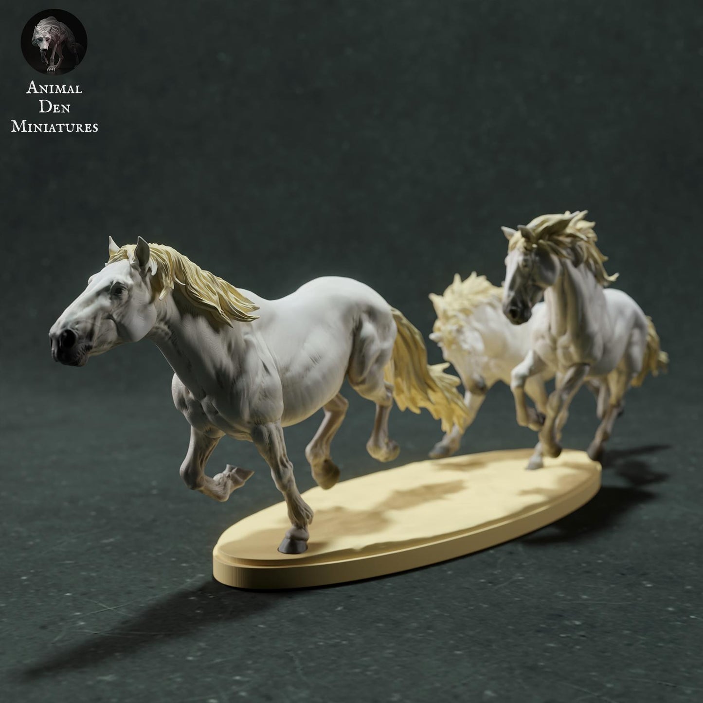 Productfoto Dierfiguur Diorama, Modelbouw: 0: Wilde Dierfiguur: rennende Camargue-paarden (Ref 01_01_73)