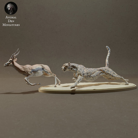 Productfoto Dierfiguur Diorama, Modelbouw: 0: Dieren van de Savanne Figur: jagende cheeta op Thomson-gazelle (Ref 01_01_43)