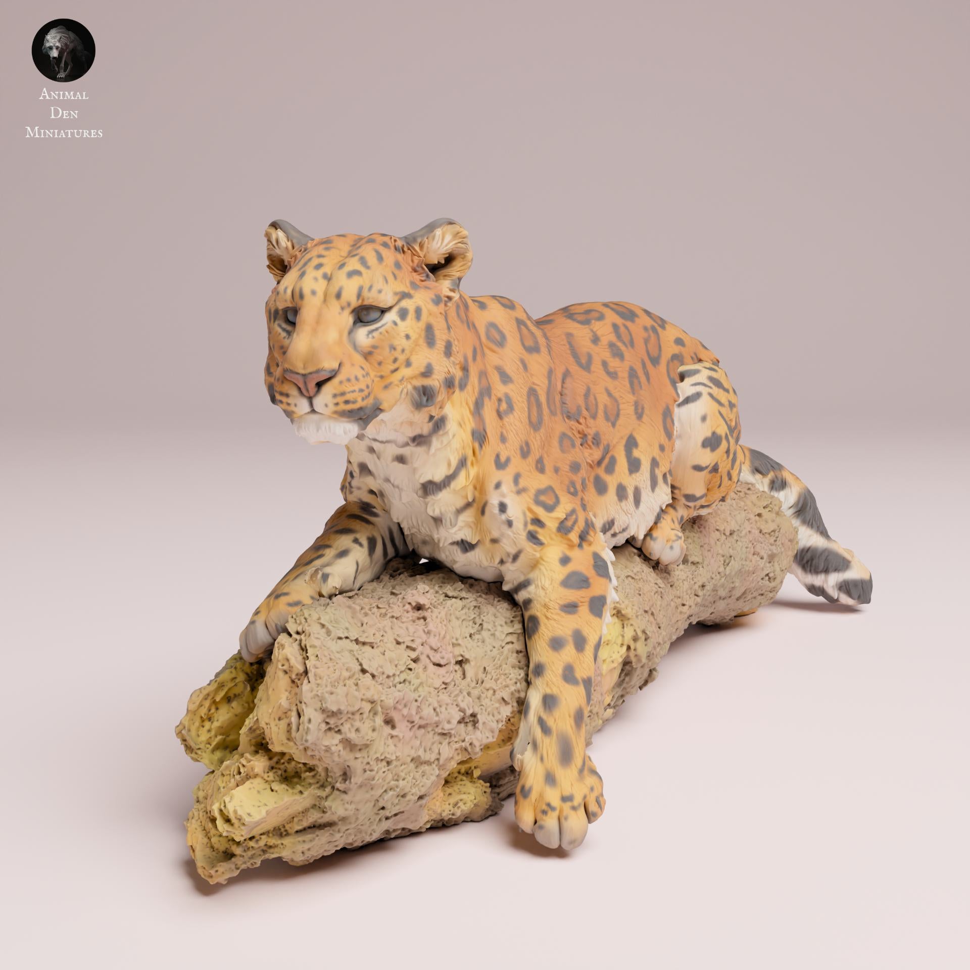 Productfoto Dierfiguur Diorama, Modelbouw: 0: Wilde Dierfiguur: Amur Luipaard op Boom – Dierminiatuur voor Diorama's (Ref 25_07_13)