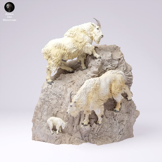 Productfoto Dierfiguur Diorama, Modelbouw: 0: Wilde Dierfiguur: Klimmende Berggeit – Rocky Mountains (Ref 25_01_03)