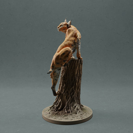 Productfoto Dierfiguur Diorama, Modelbouw: 0: Wilde Dierfiguur: Lynx op Boom – Bobcat (Ref 01_01_30)