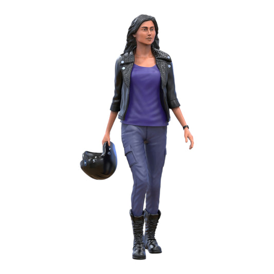 Productfoto diorama en modelbouw miniatuur figuur: Racer 5 - racecoureur met helm en leren jack