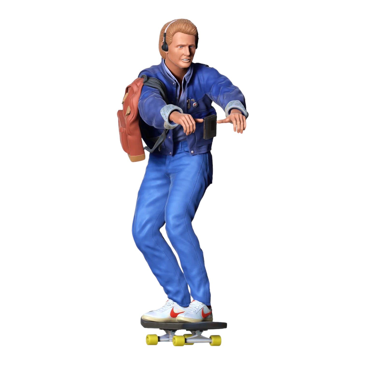 Productfoto diorama en modelbouw miniatuurfiguur: Skater - man op skateboard met rugzak