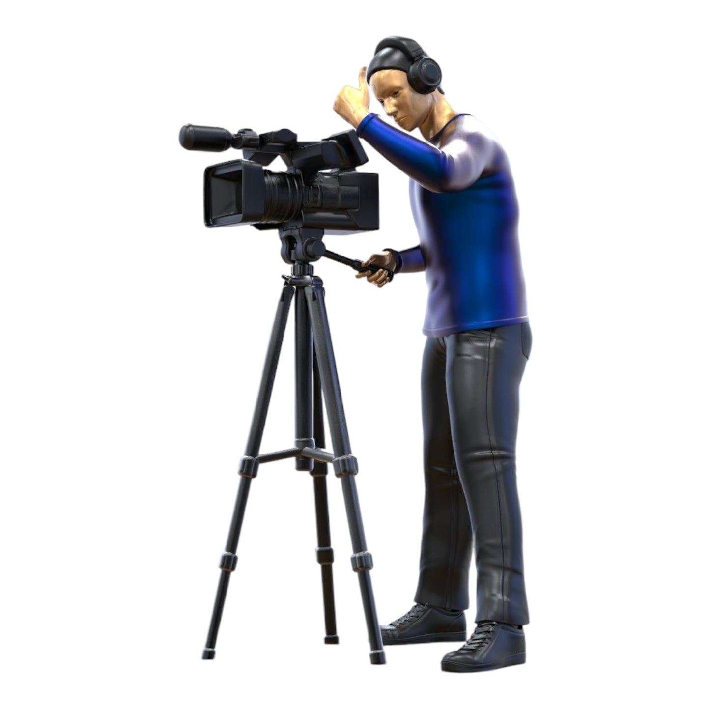 Productfoto Diorama en Modelbouw Miniatuurfiguur: Reportersteam - Cameraman met Camera en Statief