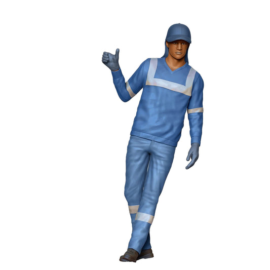 Productfoto Diorama en Modelbouw Miniatuurfiguur: Afvalophaaldienst Team - Afvalman Metrijder