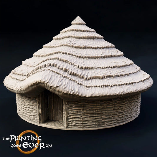 Productfoto Tabletop 28mm The Printing Goes Ever On (TPGEO) 0: Inheemse hut B - Primitieve woning met rieten dak - Inheemse huis
