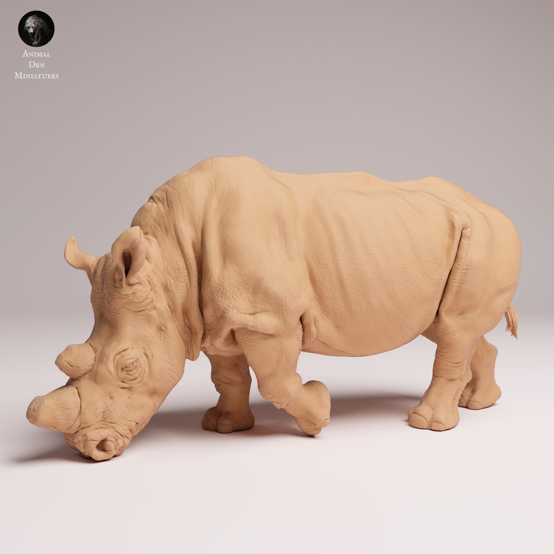 Productfoto Dierfiguur Diorama, Modelbouw: 0: Wilde Dierfiguur: etend Noordelijk Wit Neushoorn – voorgemonteerd (Ref 25_07_01)