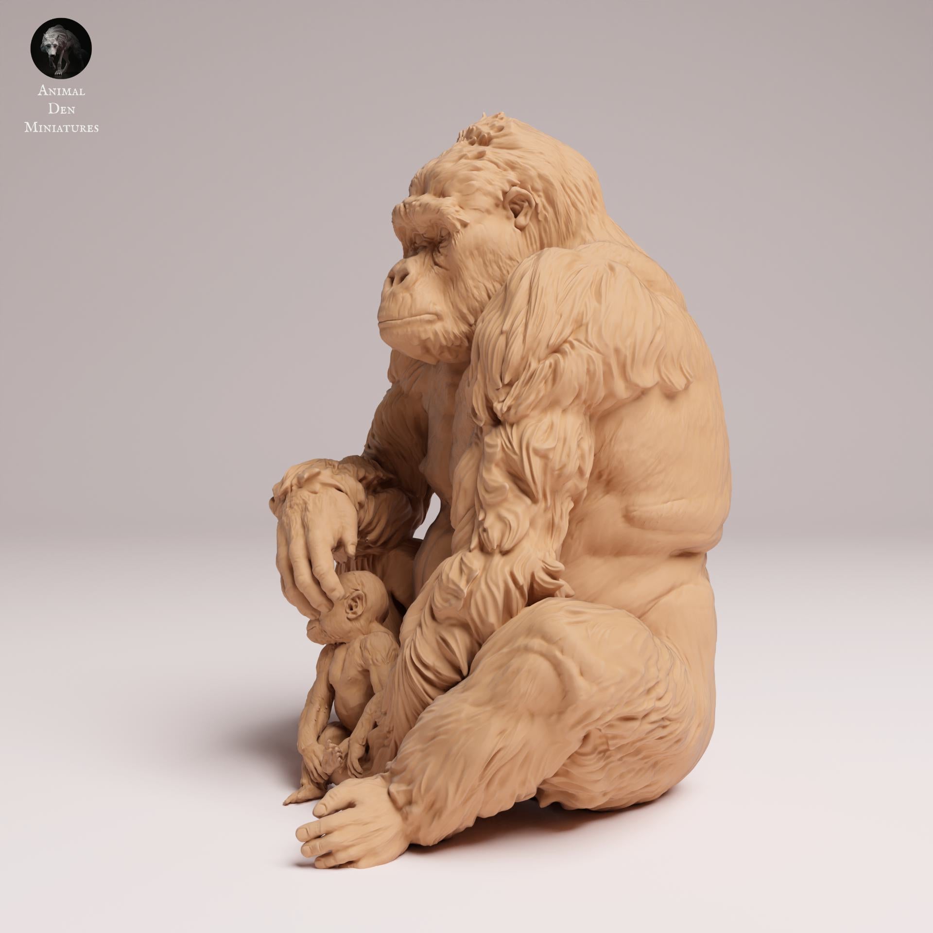 Productfoto Dierfiguur Diorama, Modelbouw: 0: Jungle Dierfiguur: zittende Oostelijke Laaglandgorilla moeder met jong (Ref 25_07_09)