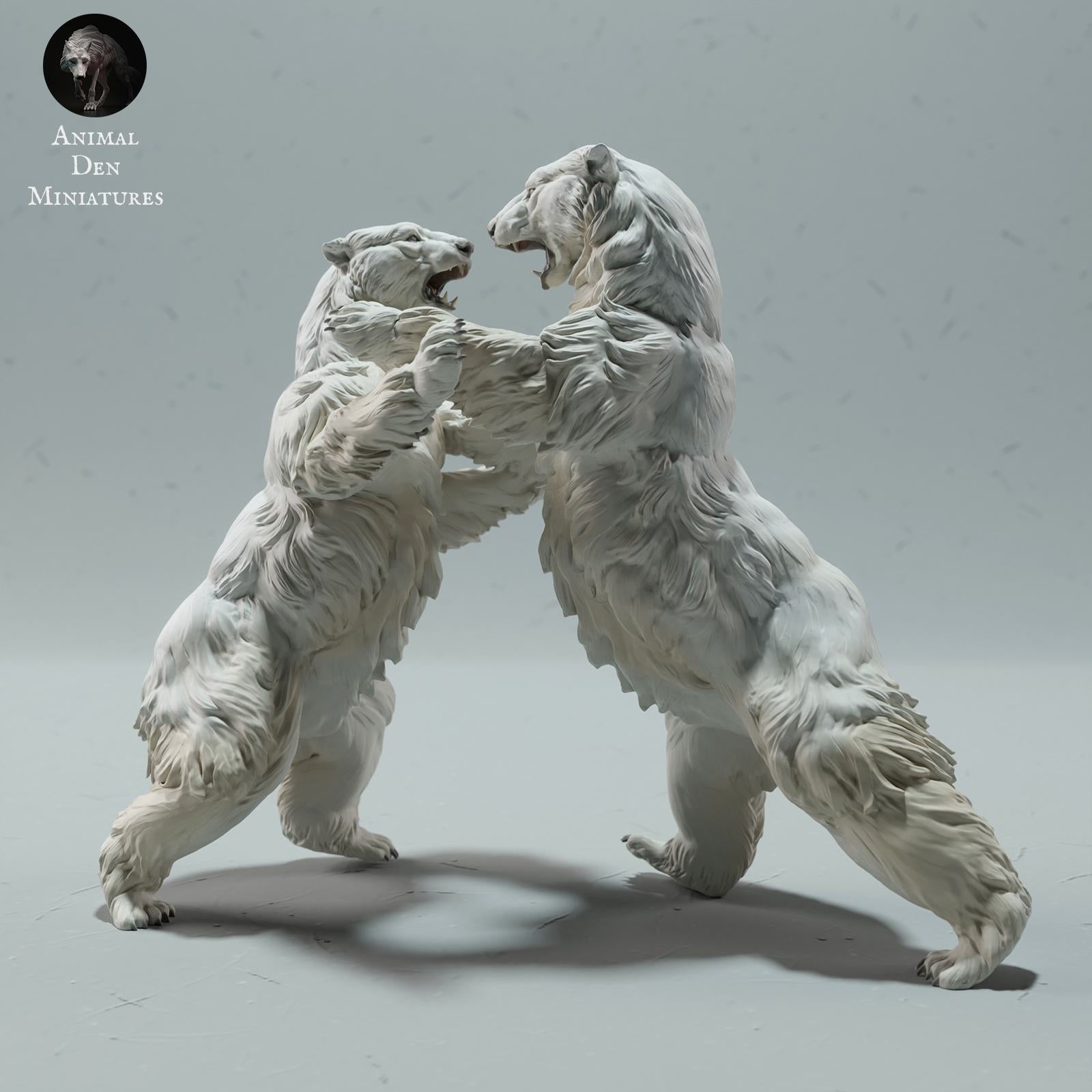 Productfoto Dierfiguur Diorama, Modelbouw: 0: Wilde Dierfiguur: vechtende ijsberen – Polar Bear Duo (Ref 01_01_25)