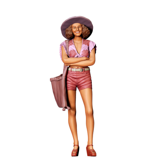 Diorama modelbouw productfoto 0: Vrouw met hoed en tas – Figurine in zomerse kleding (Ref. Nr. 426)