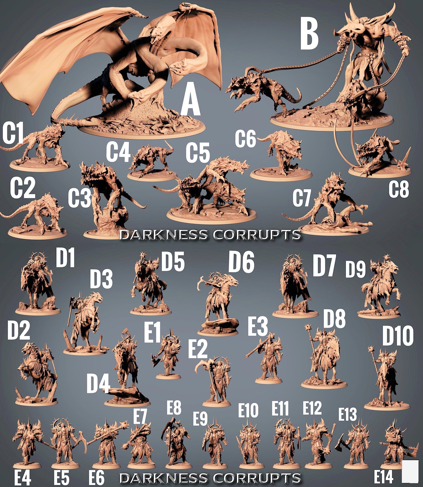 Productafbeelding 3 van 3: Tabletop Miniatuur: Demonische Helle ridder met Morgenster, Donkere ridder / Verdorven Paladijn / Doden ridder - Darknight (23_07_E12)