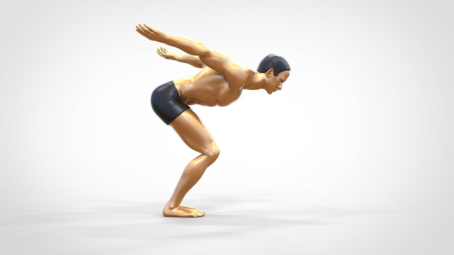 Miniatuurfiguur Zwemmer: Atleet voor de sprong in het zwembad (Nr. 250)