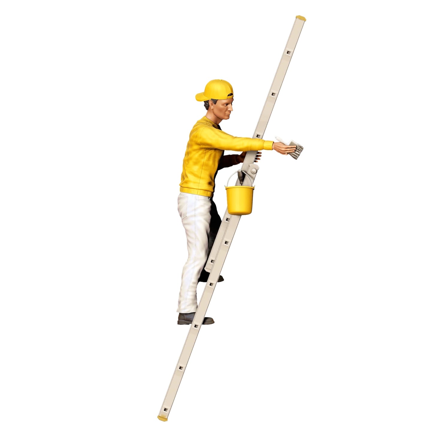 Miniatuurfiguur: Schilder/ Verfijner met kwast en emmer - Vakman op ladder (Nr. 277)