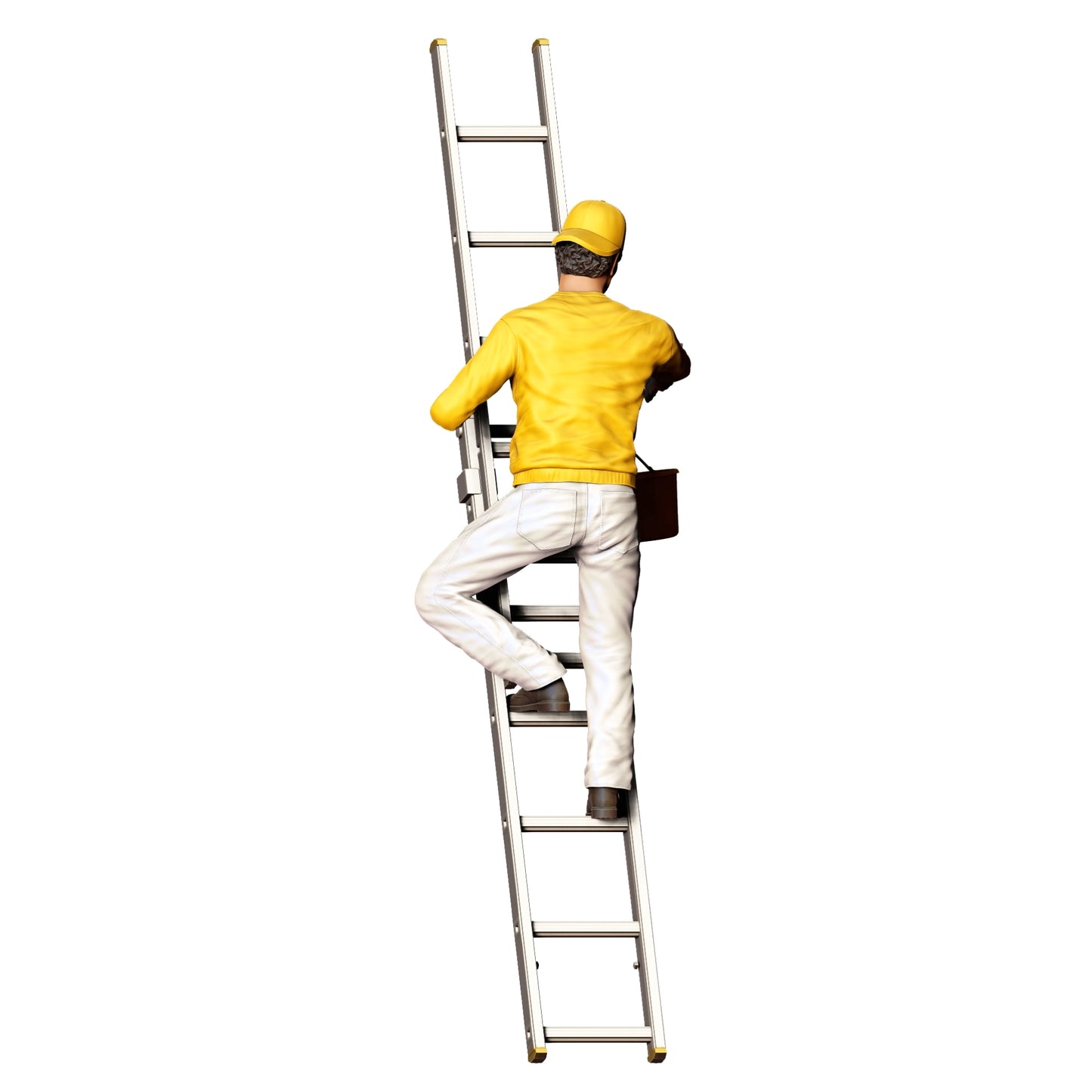 Miniatuurfiguur: Schilder/ Verfijner met kwast en emmer - Vakman op ladder (Nr. 277)