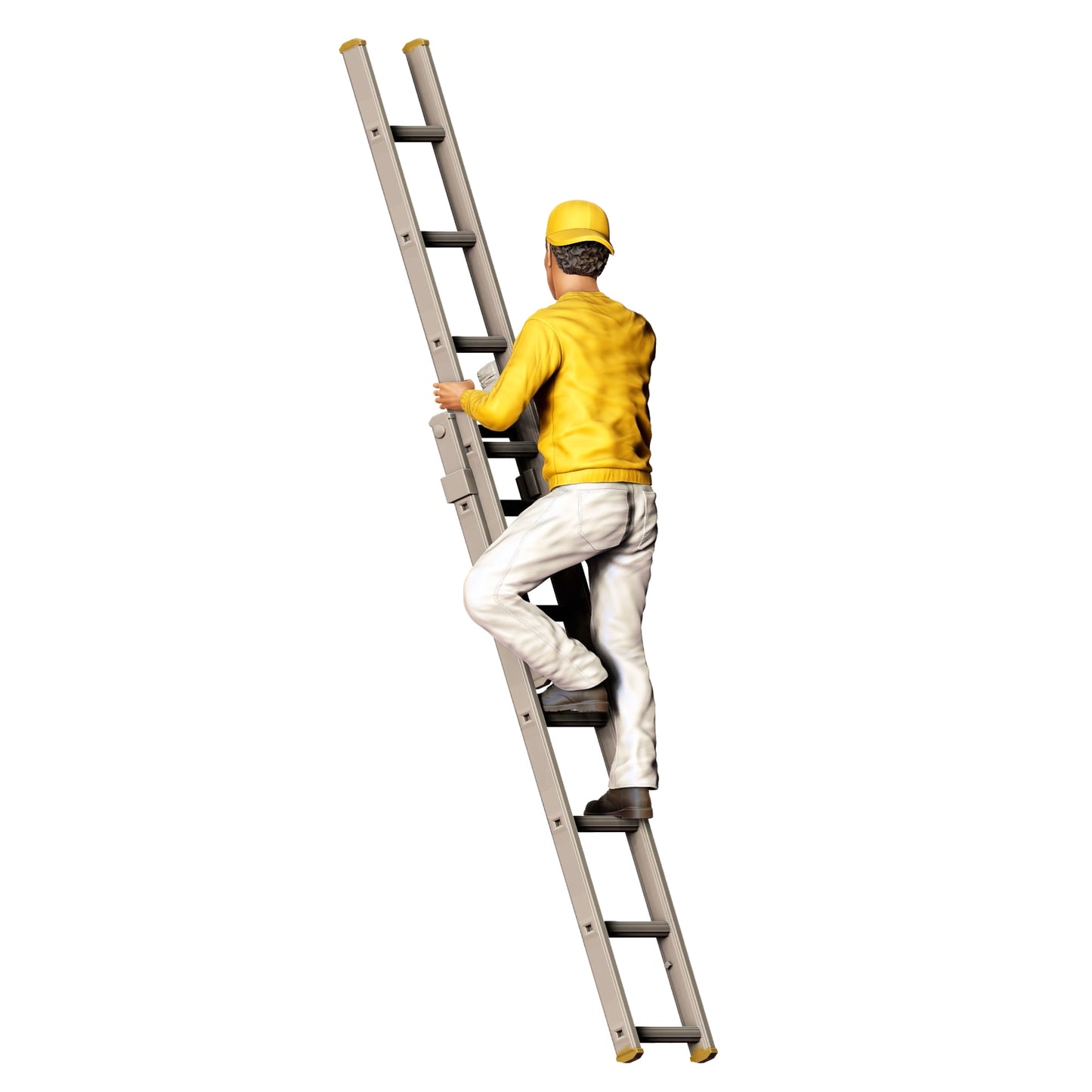 Miniatuurfiguur: Schilder/ Verfijner met kwast en emmer - Vakman op ladder (Nr. 277)