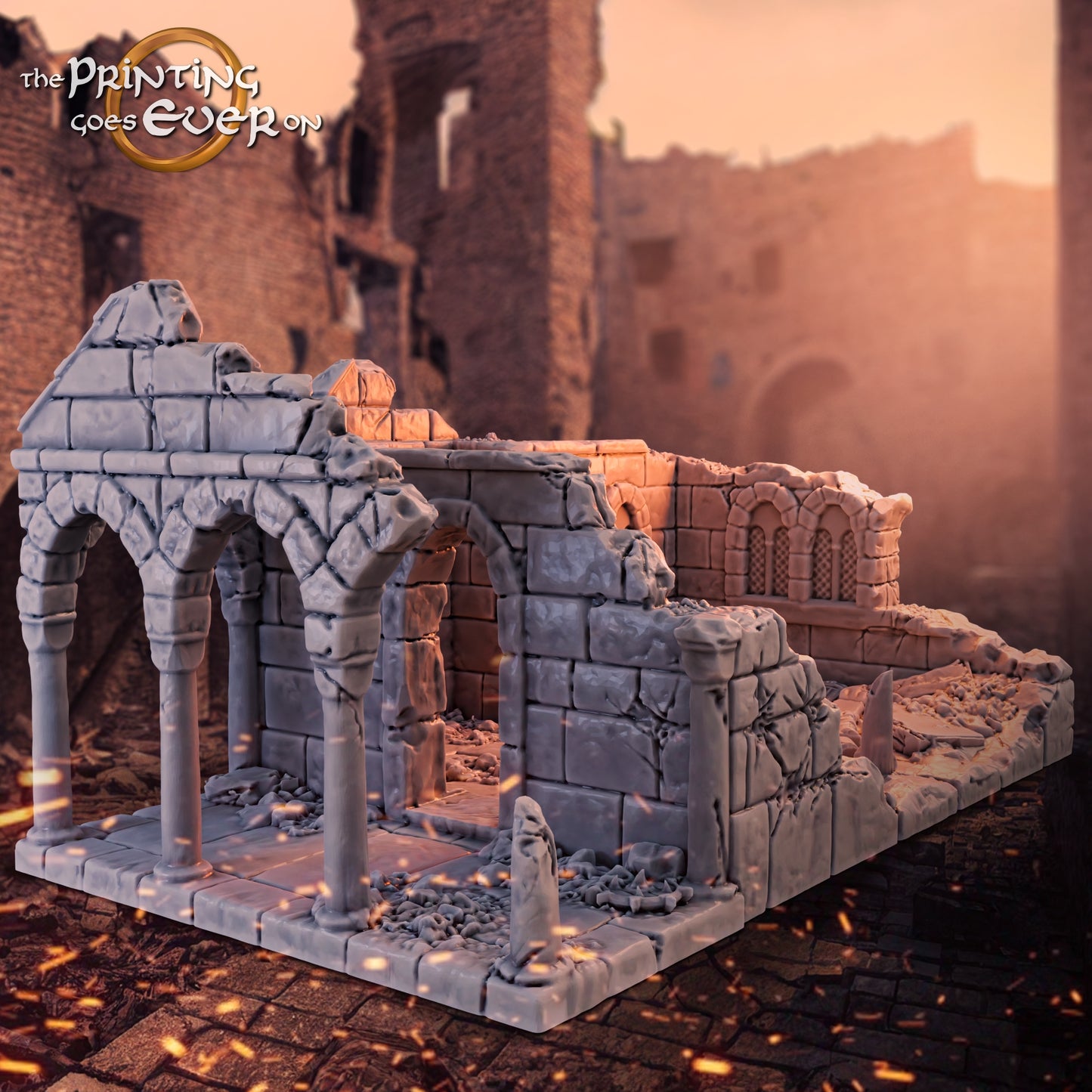 Produktfoto Tabletop 28mm The Printing Goes Ever On (TPGEO) 0: Ruine mittelalterliches Wohnhaus A1 - Überreste Gebäude aus dem Menschenreich Gonthan