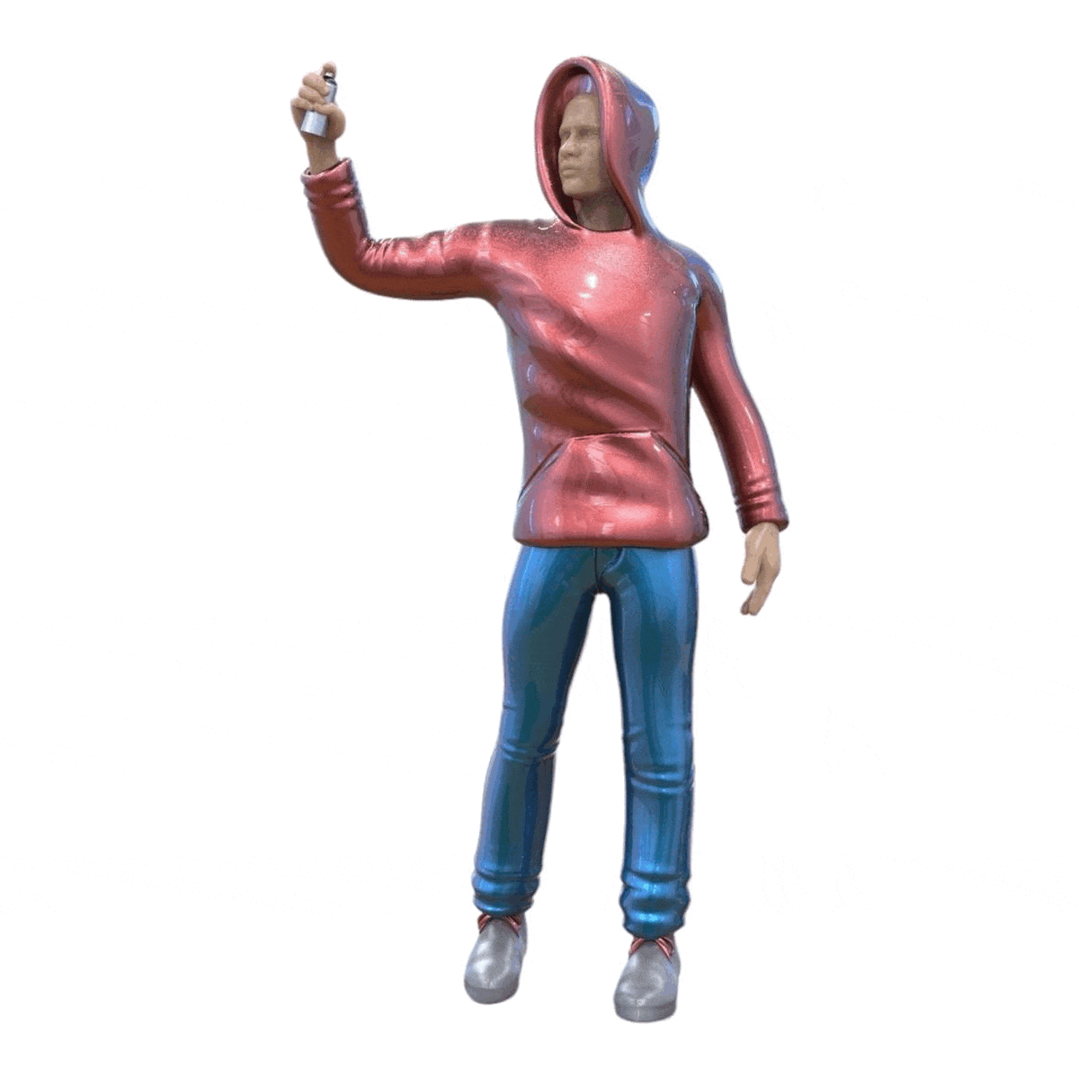 Miniatuurfiguur: Jongere Spuiter - Jonge Man met Hoodie en Graffiti Spuitbus (Nr. 286)