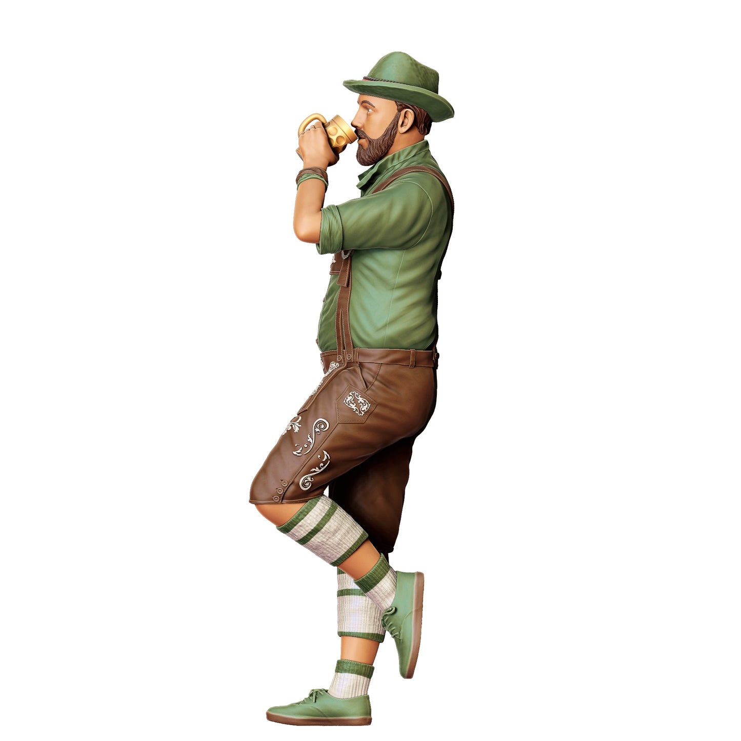 Miniatuurfiguur Oktoberfest: Wiesen Gasten: Man met traditioneel Outfit en Bierpul (Nr. 289)