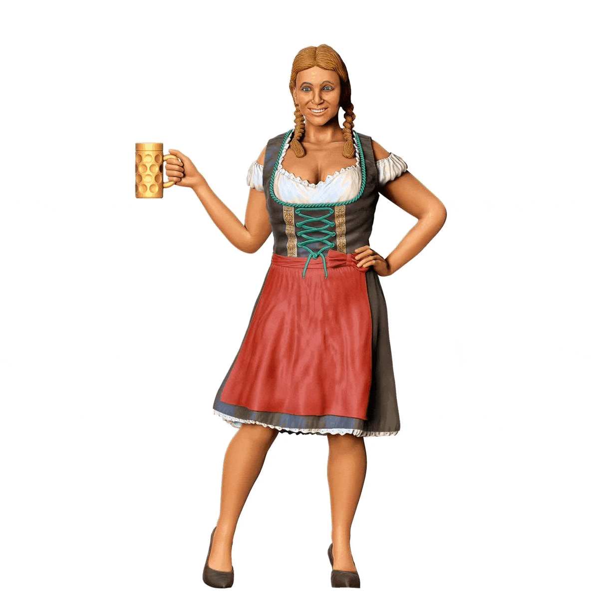 Miniatuurfiguur Oktoberfest: Wiesen gasten: Vrouw in traditionele dirndl outfit met bierpul (Nr. 290)