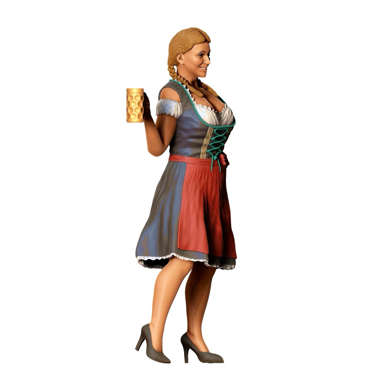 Miniatuurfiguur Oktoberfest: Wiesen gasten: Vrouw in traditionele dirndl outfit met bierpul (Nr. 290)