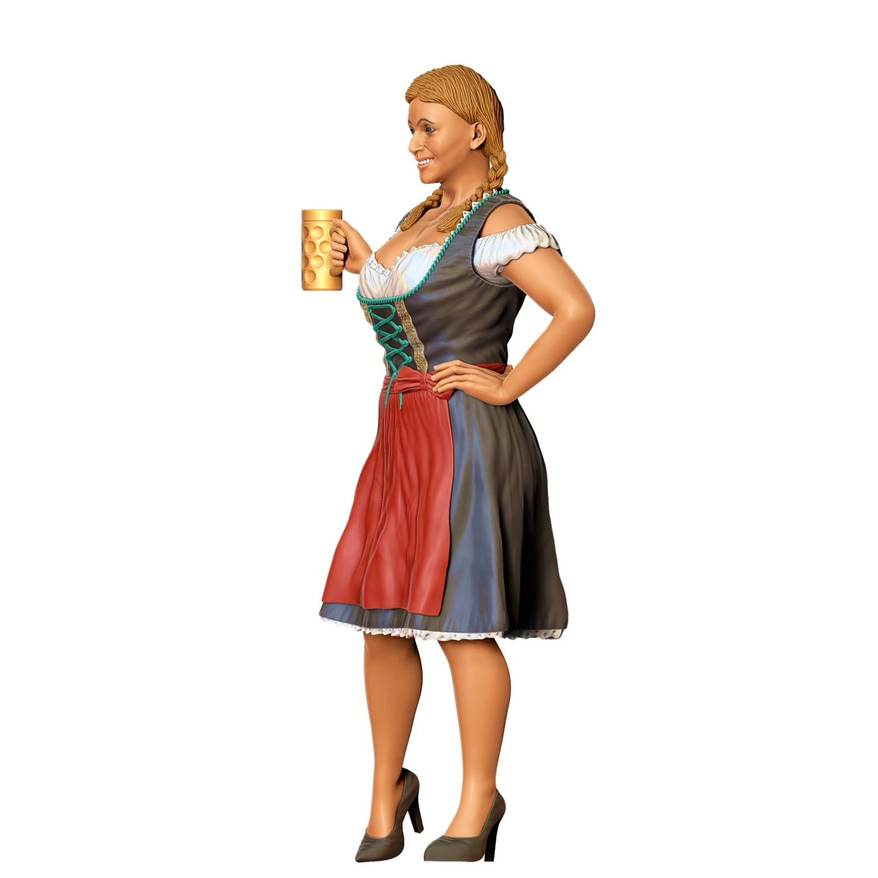 Miniatuurfiguur Oktoberfest: Wiesen gasten: Vrouw in traditionele dirndl outfit met bierpul (Nr. 290)