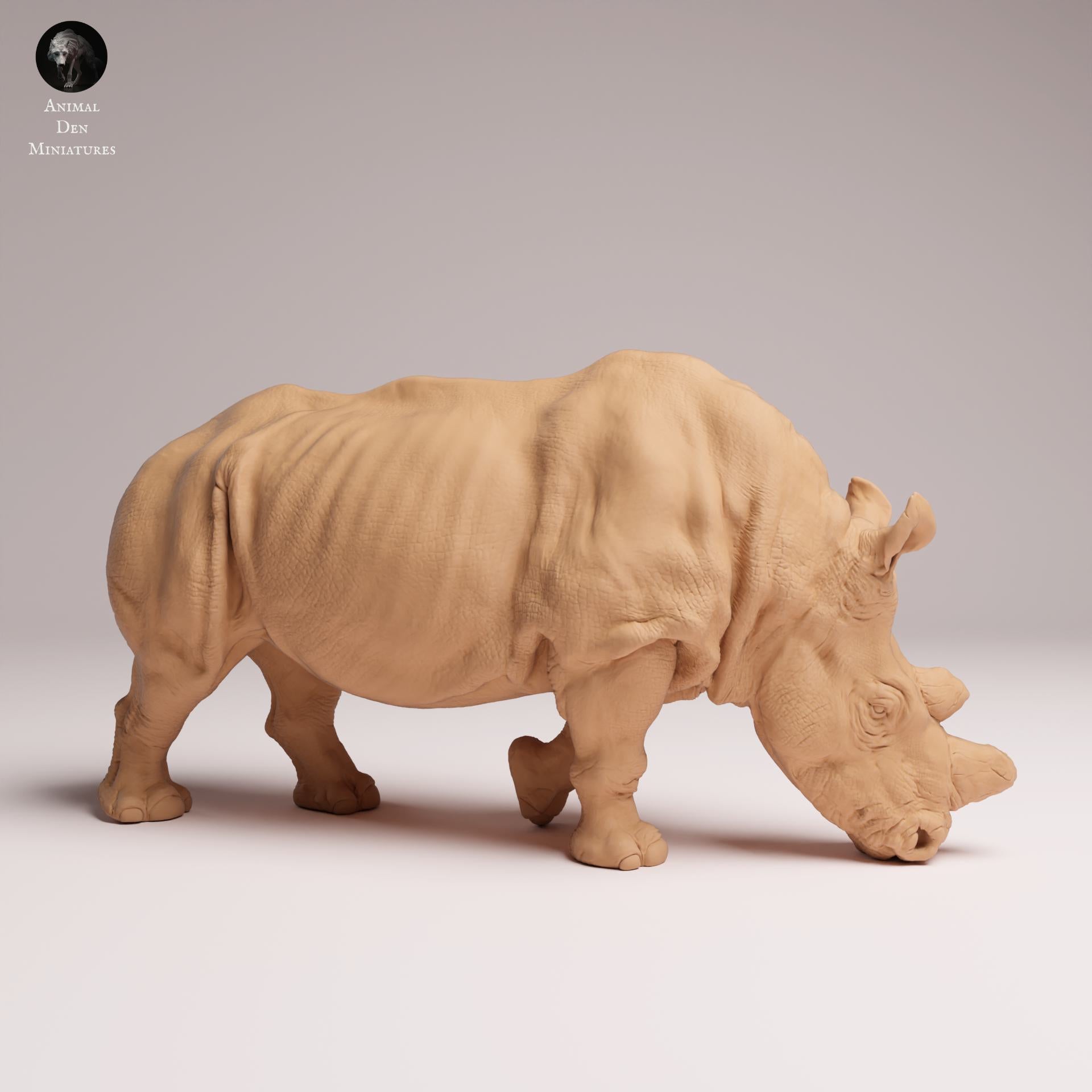 Productfoto Dierfiguur Diorama, Modelbouw: 0: Wilde Dierfiguur: etend Noordelijk Wit Neushoorn – voorgemonteerd (Ref 25_07_01)