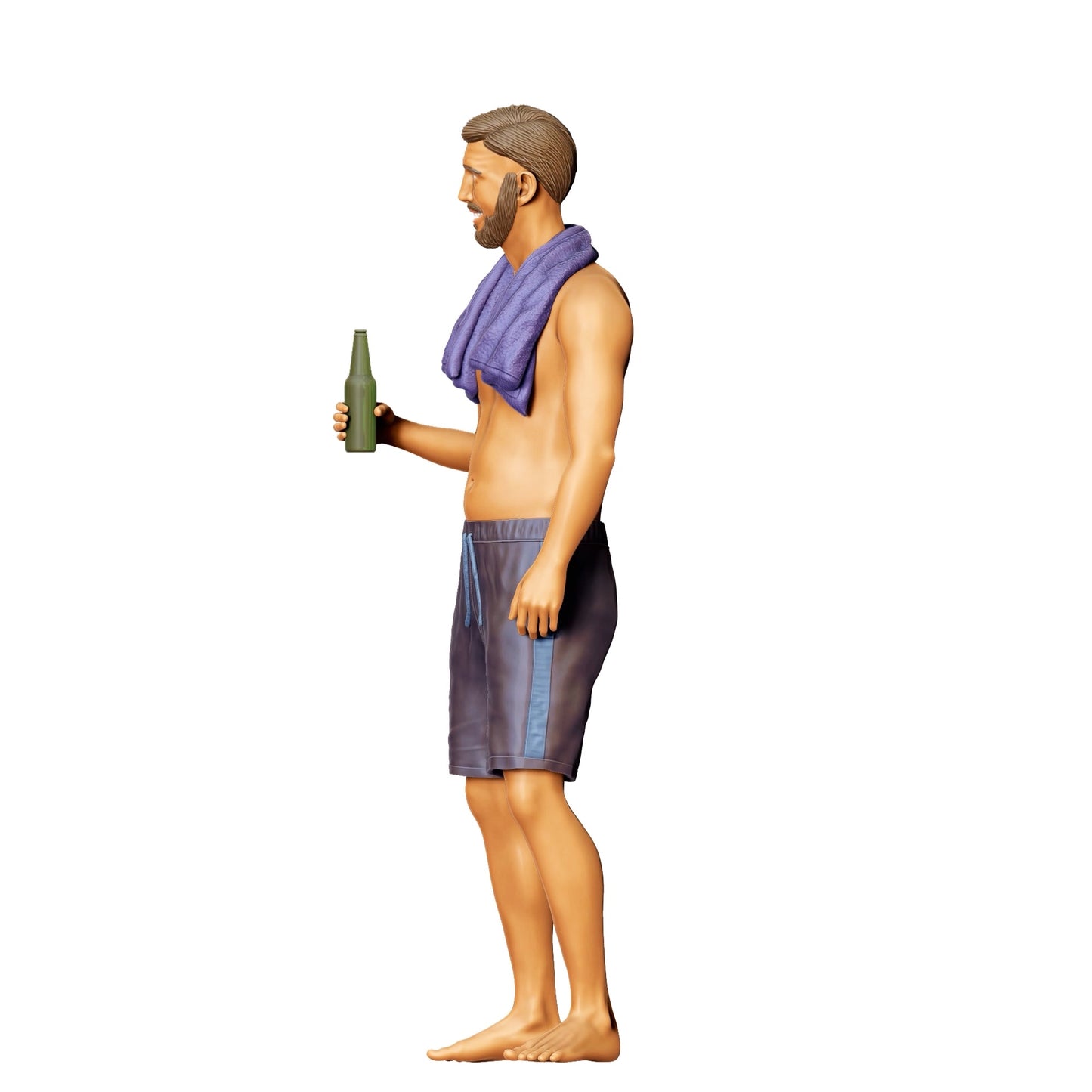Diorama modelbouw productfoto 0: Poolfeest gasten - Man met handdoek en bierfles (Ref. Nr. 321)