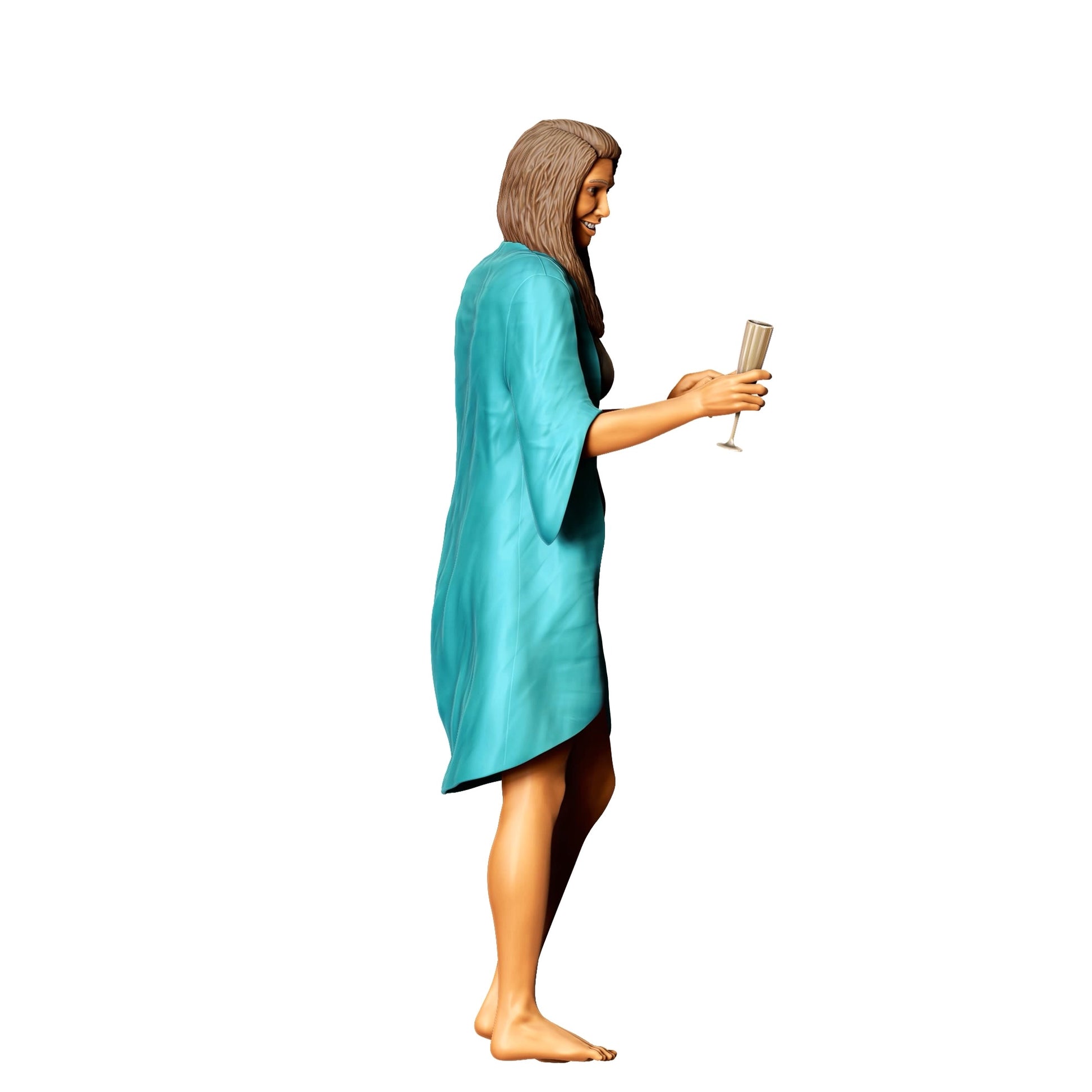 Diorama modelbouw productfoto 0: Poolfeest gasten - Vrouw met badpak en champagneglas (Ref. Nr. 322)