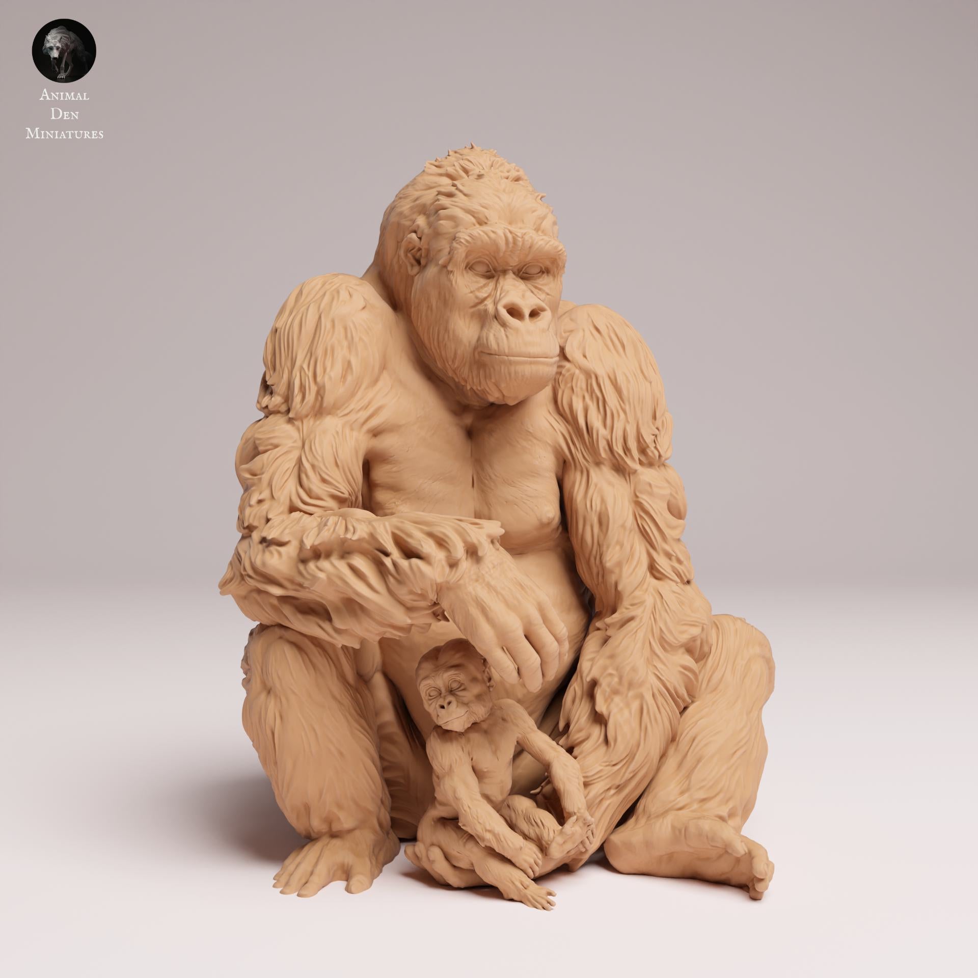 Productfoto Dierfiguur Diorama, Modelbouw: 0: Jungle Dierfiguur: zittende Oostelijke Laaglandgorilla moeder met jong (Ref 25_07_09)