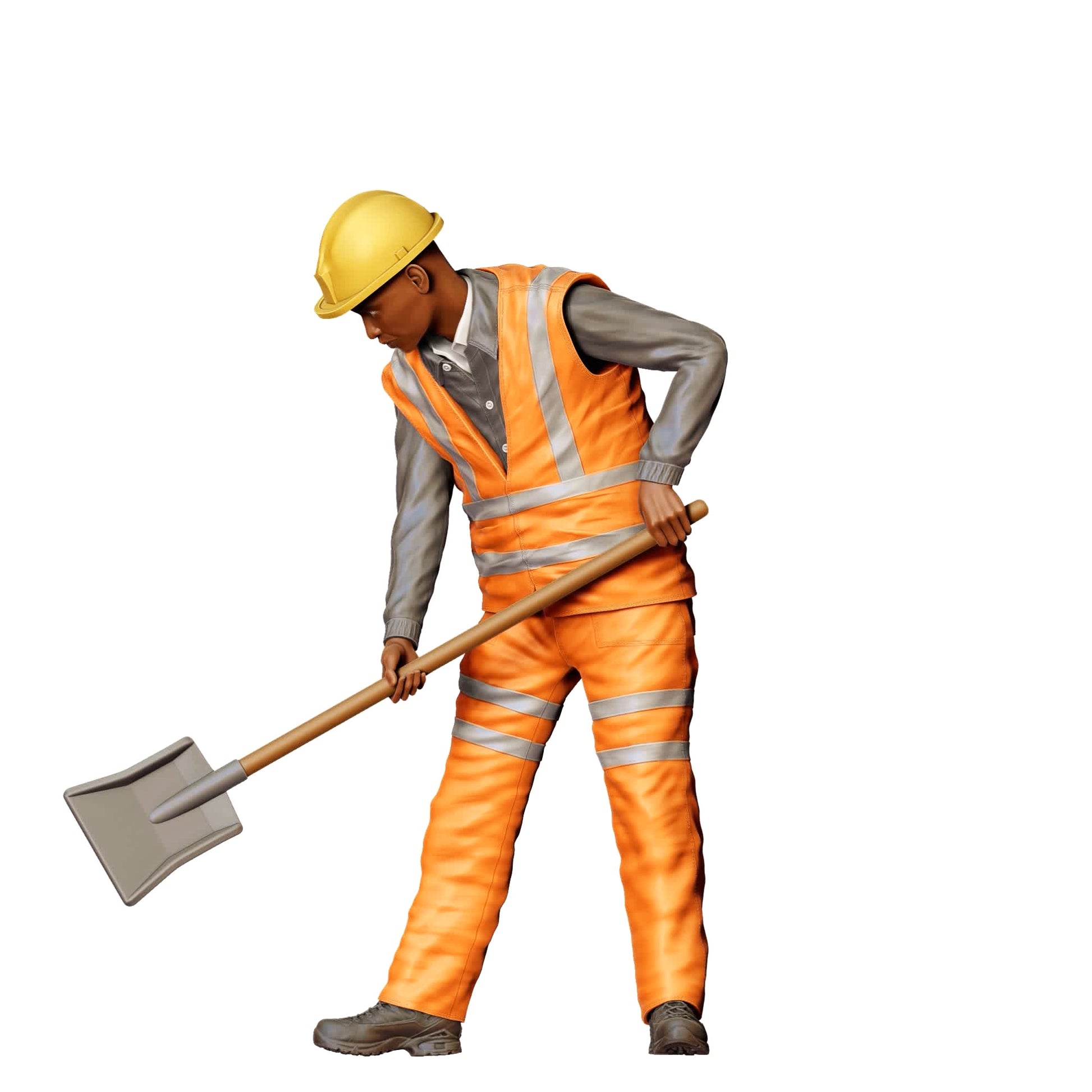 Diorama modelbouw productfoto 0: Arbeider aan het spoor met schep - Spoorwegwerker / Bouwvakker C (Ref. Nr. 389)